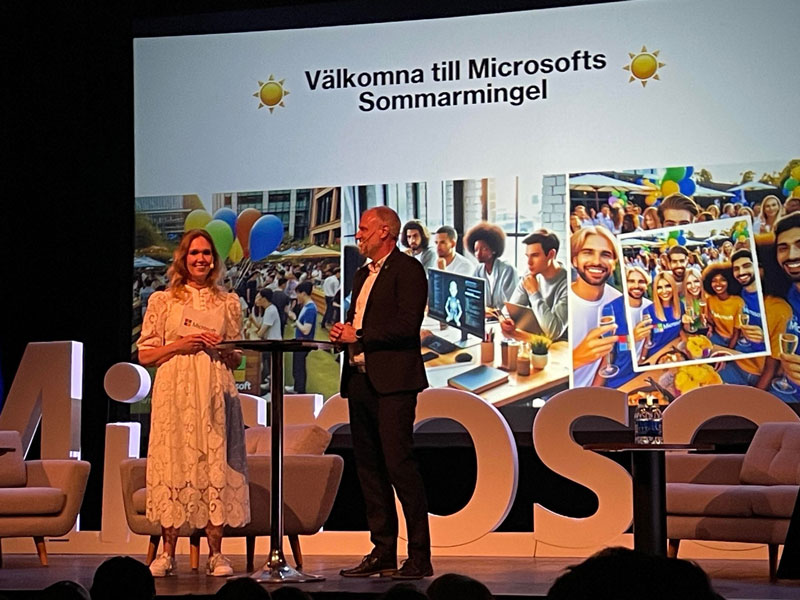 En talkshow med personer uppe på scenen